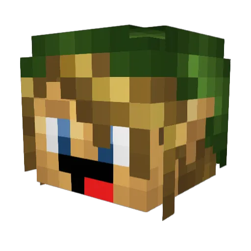 Churros Minecraft avatar head, 3D render