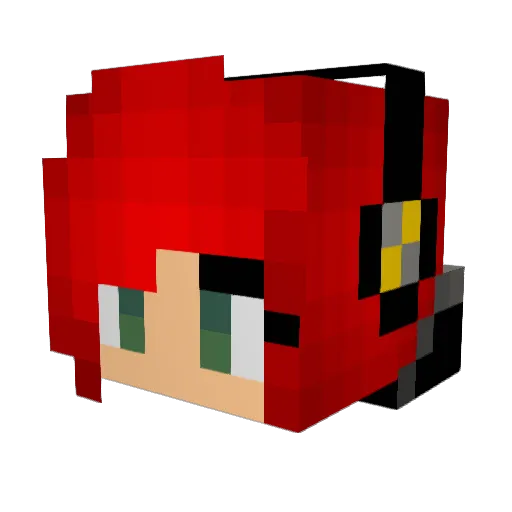 Cicter Minecraft avatar head, 3D render