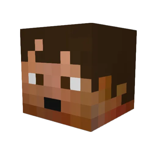 Cinnabot Minecraft avatar head, 3D render