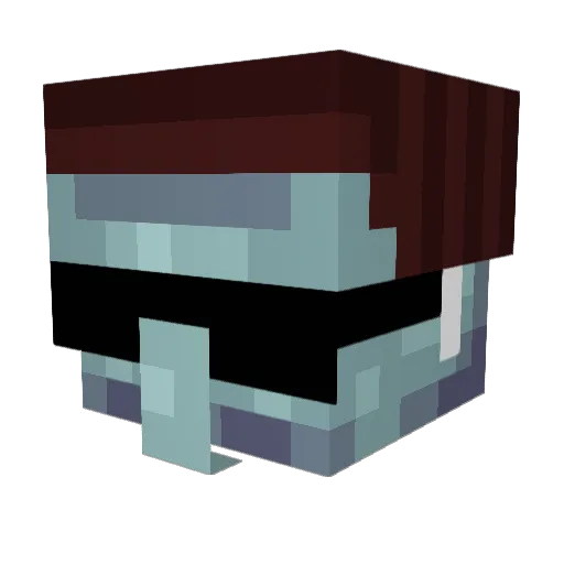 Circularized Minecraft avatar head, 3D render