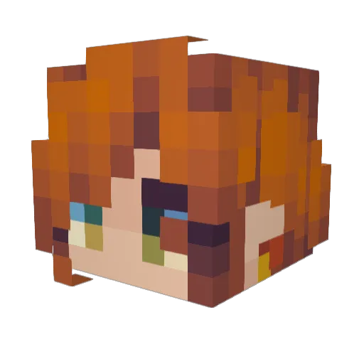 ClaraTheRed Minecraft avatar head, 3D render