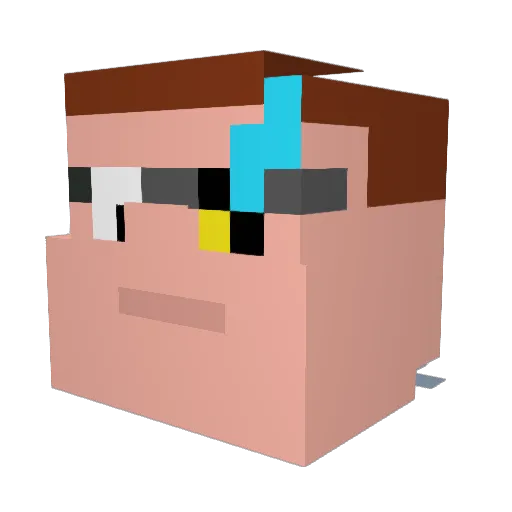 Clarent Minecraft avatar head, 3D render