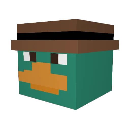 Clicter Minecraft avatar head, 3D render