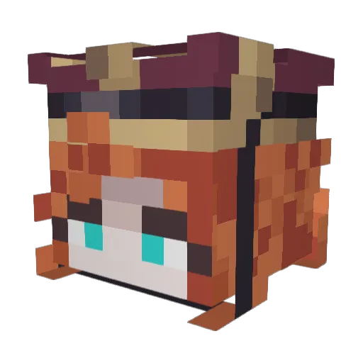 Clowah Minecraft avatar head, 3D render