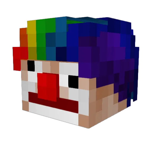 ClownCard Minecraft avatar head, 3D render