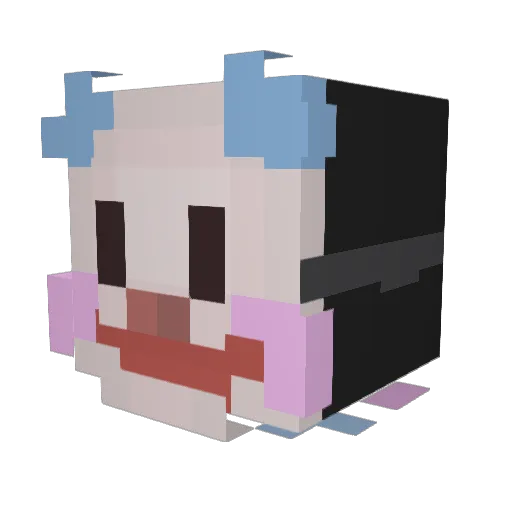 Clownchan69 Minecraft avatar head, 3D render