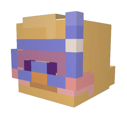 Clumsysaurus Minecraft avatar head, 3D render