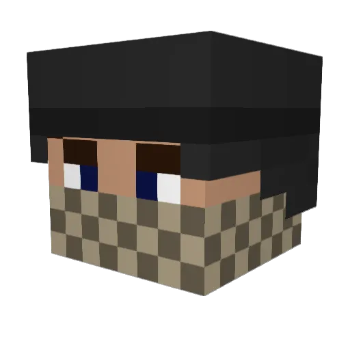 Cluy Minecraft avatar head, 3D render