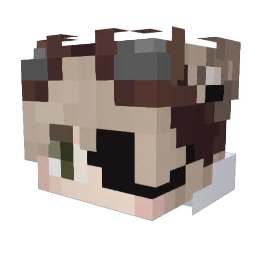 Cobikus Minecraft avatar head, 3D render