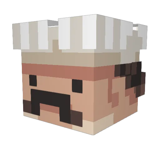 Cocked Minecraft avatar head, 3D render
