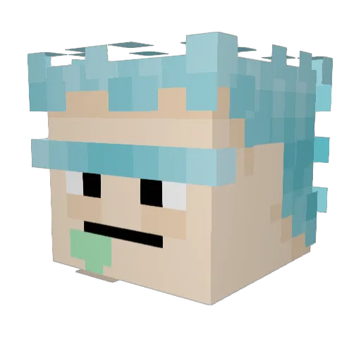 Colouration Minecraft avatar head, 3D render