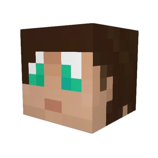 Commentaries Minecraft avatar head, 3D render