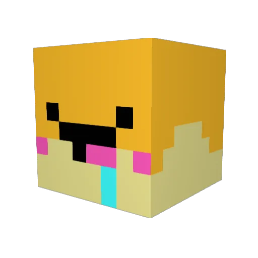 Commusic Minecraft avatar head, 3D render