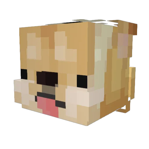 Corgied Minecraft avatar head, 3D render