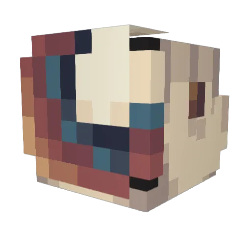 Cosily Minecraft avatar head, 3D render