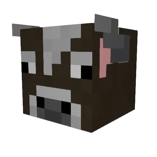 Cowheart Minecraft avatar head, 3D render