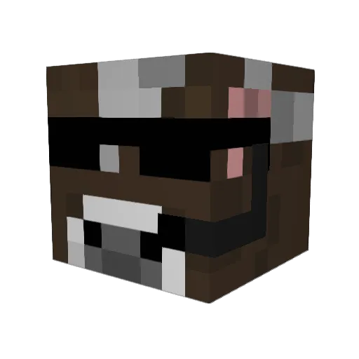 Cowsmos Minecraft avatar head, 3D render