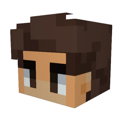 Craftereds Minecraft avatar head, 3D render