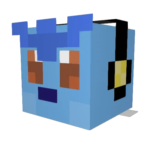 Crafticuno Minecraft avatar head, 3D render