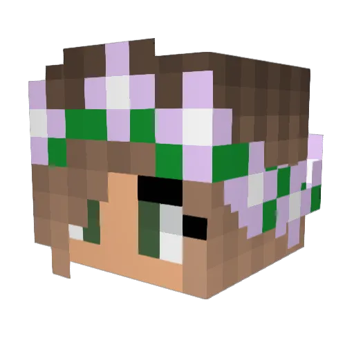 Craftress Minecraft avatar head, 3D render