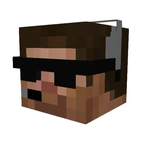 Crawtips Minecraft avatar head, 3D render