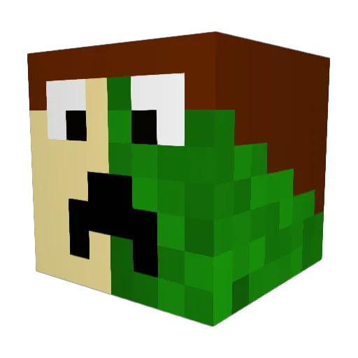 CrazyCreeperYT Minecraft avatar head, 3D render