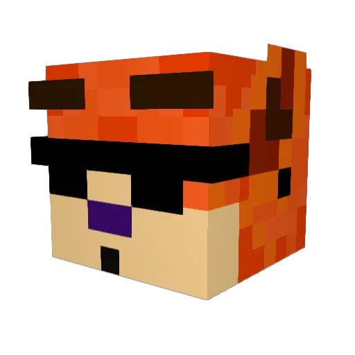 CrazyFoxKirya Minecraft avatar head, 3D render