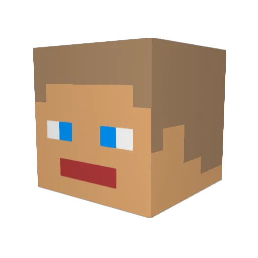 CrazyMonk Minecraft avatar head, 3D render