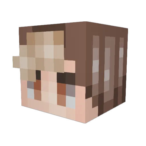 Crazybrine Minecraft avatar head, 3D render