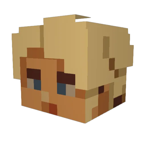 Crazycukes Minecraft avatar head, 3D render