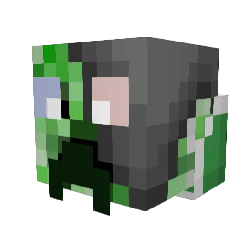 CreeperComPvP Minecraft avatar head, 3D render