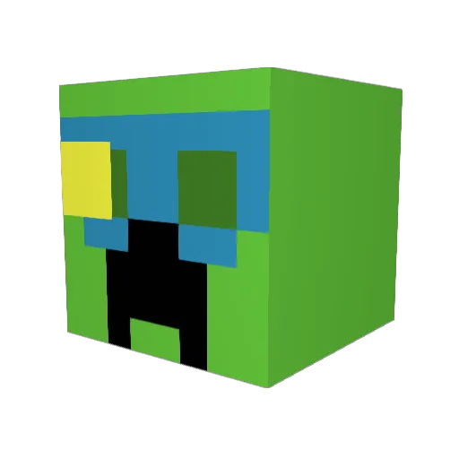 CreeperJaxonPC Minecraft avatar head, 3D render