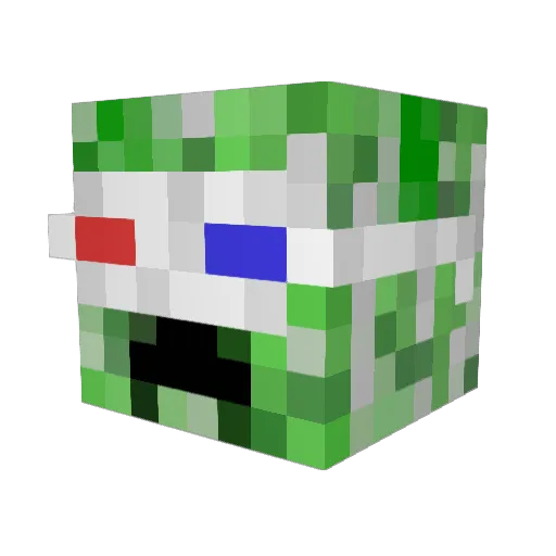 CreeperToes Minecraft avatar head, 3D render