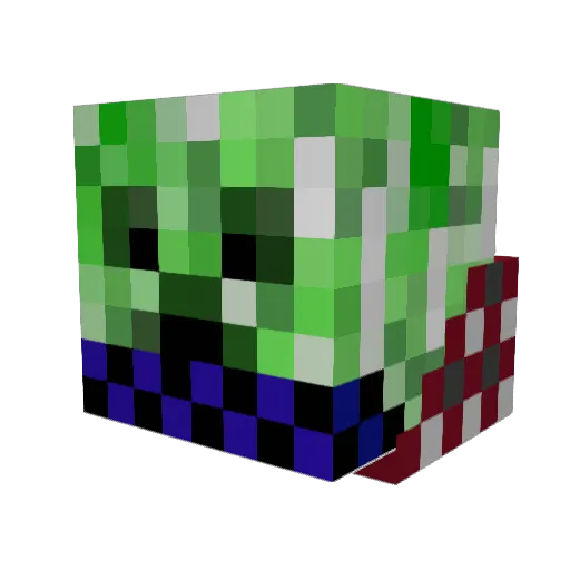 Creepera Minecraft avatar head, 3D render