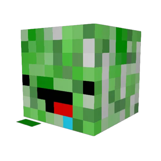 Creepersrweird2 Minecraft avatar head, 3D render