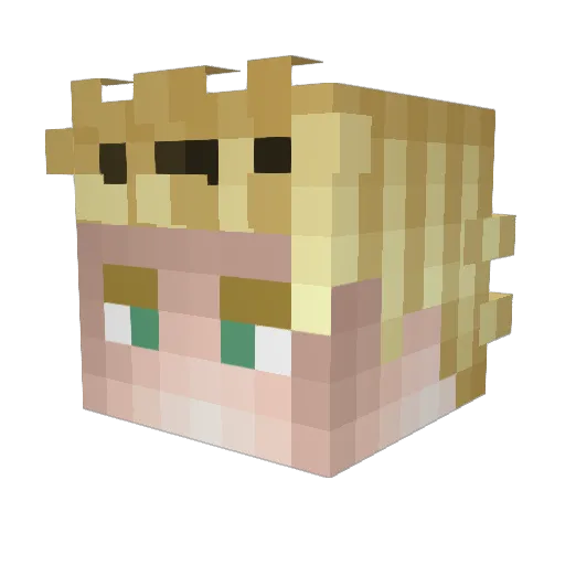 Crocotacos Minecraft avatar head, 3D render