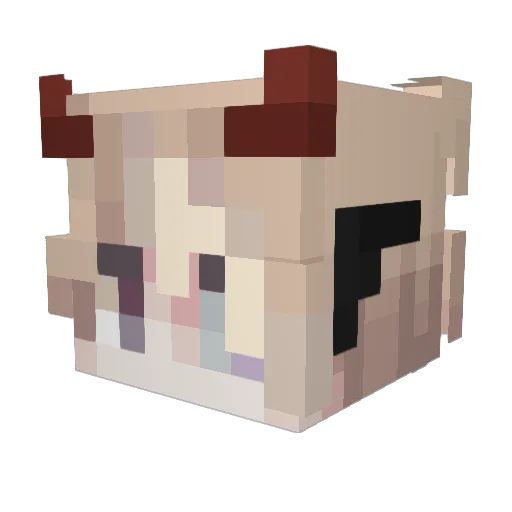 Crowlu Minecraft avatar head, 3D render