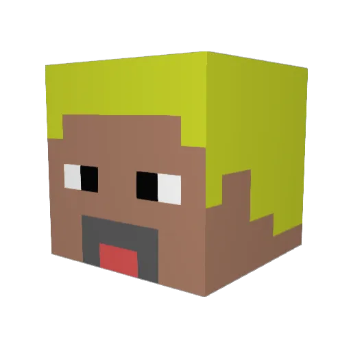 CrucialPerson Minecraft avatar head, 3D render