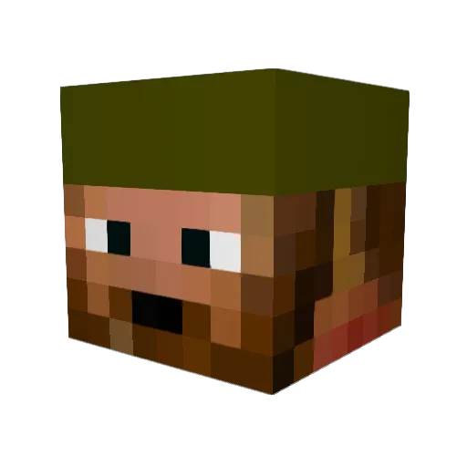 Crucked Minecraft avatar head, 3D render