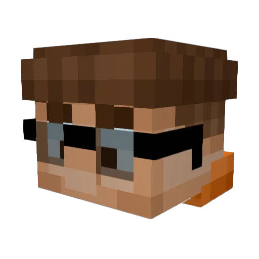 Crumples Minecraft avatar head, 3D render