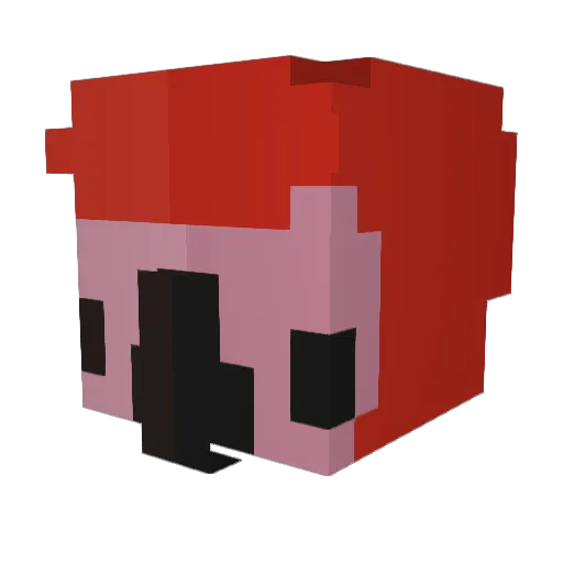 Crveni Minecraft avatar head, 3D render