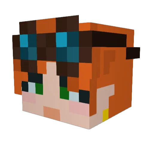 CrystalMethania Minecraft avatar head, 3D render