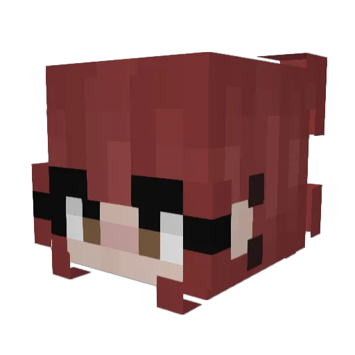 Cuddling Minecraft avatar head, 3D render