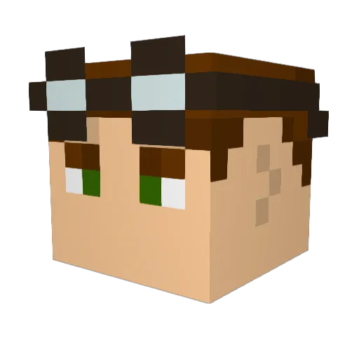 Cue_ Minecraft avatar head, 3D render