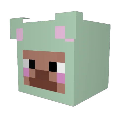 Cumkage Minecraft avatar head, 3D render