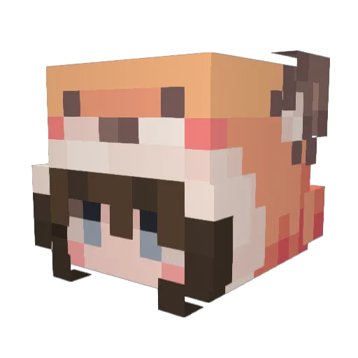 Curika Minecraft avatar head, 3D render