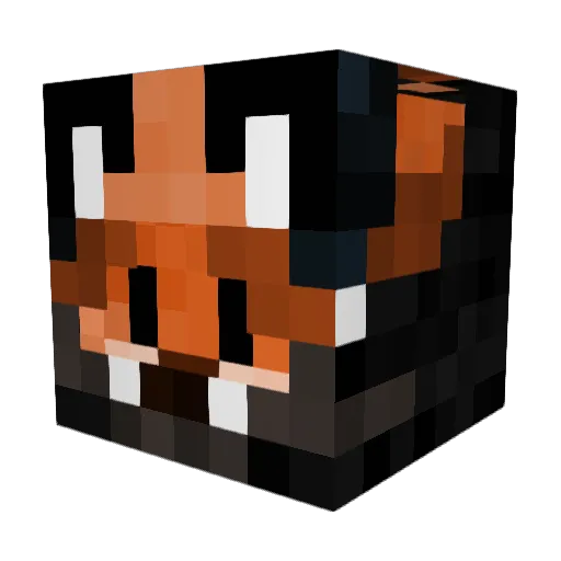 Curiofox Minecraft avatar head, 3D render