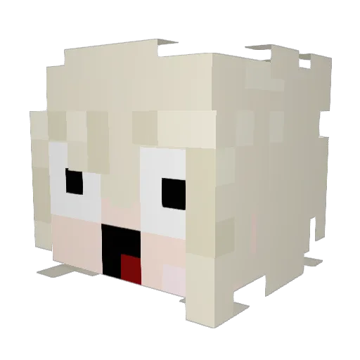 Curtified Minecraft avatar head, 3D render
