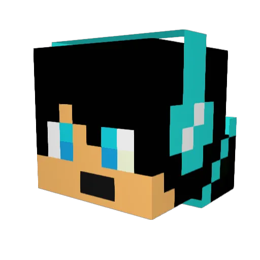 Curyoso Minecraft avatar head, 3D render