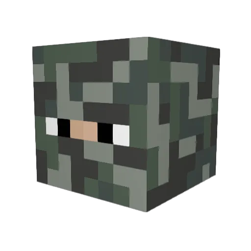 Cut_the_Creeper Minecraft avatar head, 3D render